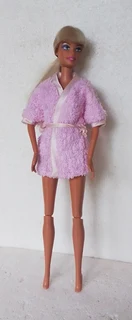Barbie Fashion Dolls Clothes / Outfit - Pink Toweling Wrap and Shortie Pyjamas