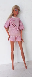 Barbie Fashion Dolls Clothes / Outfit - Pink Toweling Wrap and Shortie Pyjamas