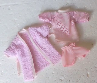 Barbie Fashion Dolls Clothes / Outfit - Pink Toweling Wrap and Shortie Pyjamas