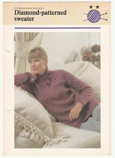 Woman's Diamond Patterned Sweater - Knitting Pattern - Crafts