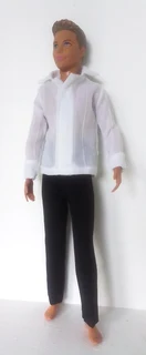 Ken Barbie Male Fashion Doll Clothes - White Shirt, Black Waistcoat and Long Pants