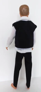 Ken Barbie Male Fashion Doll Clothes - White Shirt, Black Waistcoat and Long Pants