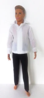 Ken Barbie Male Fashion Doll Clothes - White Shirt, Black Waistcoat and Long Pants
