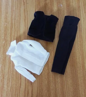 Ken Barbie Male Fashion Doll Clothes - White Shirt, Black Waistcoat and Long Pants