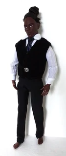 Ken Barbie Male Fashion Doll Clothes - White Shirt, Tie, Black Waistcoat and Long Pants