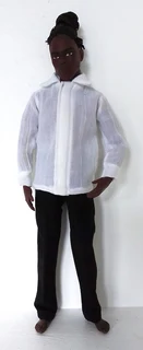 Ken Barbie Male Fashion Doll Clothes - White Shirt, Tie, Black Waistcoat and Long Pants