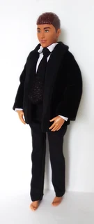 Ken Barbie Male Fashion Doll Clothes - Velvet Jacket, White Shirt, Black Tie and Long Pants