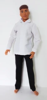 Ken Barbie Male Fashion Doll Clothes - Velvet Jacket, White Shirt, Black Tie and Long Pants