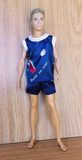 Ken Barbie Male Fashion Dolls Clothes - Blue Summer Satin Pyjamas
