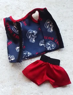 Ken Barbie Male Fashion Dolls Clothes - Red and Blue Summer Satin Pyjamas