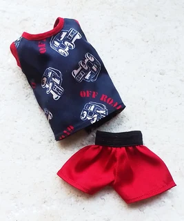 Ken Barbie Male Fashion Dolls Clothes - Red and Blue Summer Satin Pyjamas