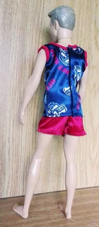 Ken Barbie Male Fashion Dolls Clothes - Red and Blue Summer Satin Pyjamas