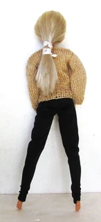 Barbie Fashion Dolls Clothes - Knitted Top, Long Pants, Leather Handbag, Crochet Hat and Earrings
