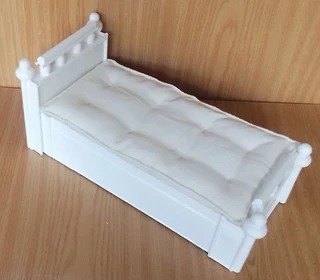 Barbie, Steffi Love, Disney Fashion Dolls Furniture - White Wooden Bed with Mattress - Waterproofed