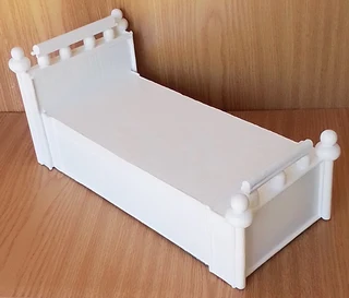 Barbie, Steffi Love, Disney Fashion Dolls Furniture - White Wooden Bed with Mattress - Waterproofed