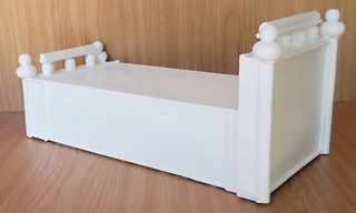 Barbie, Steffi Love, Disney Fashion Dolls Furniture - White Wooden Bed with Mattress - Waterproofed