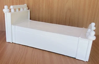 Barbie, Steffi Love, Disney Fashion Dolls Furniture - White Wooden Bed with Mattress - Waterproofed