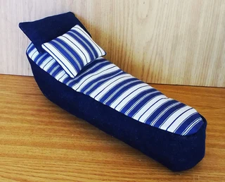 Barbie, Steffi Love, Disney Fashion Dolls Furniture - Denim Handmade Poof lounger and Cushions