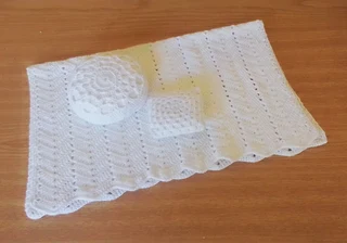 Barbie, Steffi Love, Disney Fashion Dolls Bedding - White Crochet Cotton Bedspread with Cushions