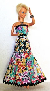 Barbie Fashion Dolls Clothes - Strapless Long Dress with Necklace and Bangles