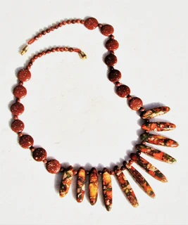 Orange and Green Sea Jasper Gemstone Necklace