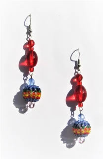 Red Beaded Bead Earrings