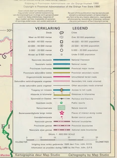 1990 Orange Free State Tourist Map / Oranje-Vrystaat Touristekaart