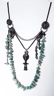 Knotted Amazonite Gem Stone Bohemian Style Necklace
