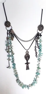 Knotted Amazonite Gem Stone Bohemian Style Necklace