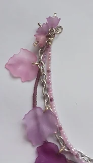 Purple, Mauve and Lilac Lucite Beaded Leaf Anklet