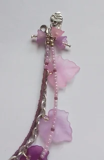 Purple, Mauve and Lilac Lucite Beaded Leaf Anklet