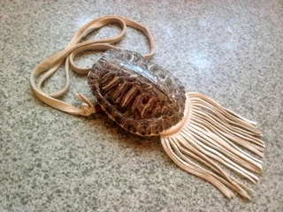 Vintage - Genuine Turtle Shell and Leather Indian Medicine Pouch