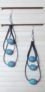 Blue Glitter Drop Earrings