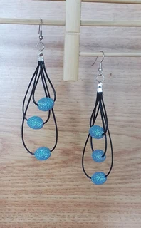 Blue Glitter Drop Earrings