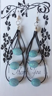 Blue Glitter Drop Earrings