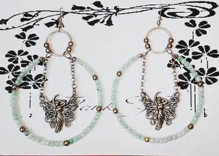 Aqua Beaded Hoop Earrings