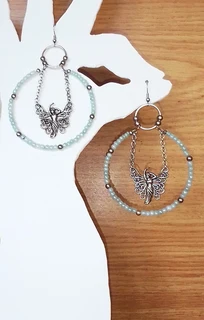 Aqua Beaded Hoop Earrings