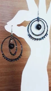 Hooped Magatamas Beaded Earrings
