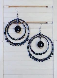 Hooped Magatamas Beaded Earrings