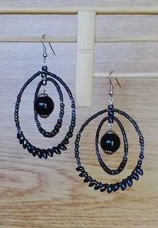 Hooped Magatamas Beaded Earrings