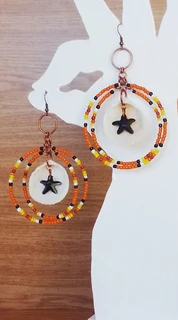 Natural Shell and Copper Hooped Beaded Earrings