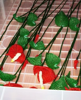 Victorian Hand Beaded Large Red Anthurium Flower