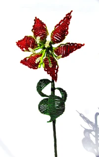 Victorian Hand Beaded Large Flame Lily Flower - Gloriasuberbia- Gloriosa