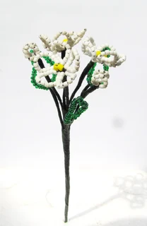French Hand Beaded Small White Flowers