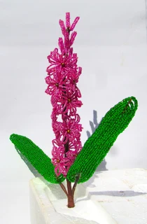 French Hand Beaded Pink Hyacinth Flower