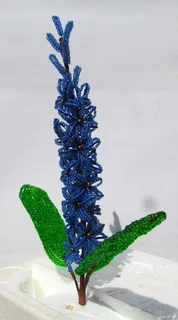 French Hand Beaded Blue Hyacinth Flower