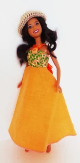 Skipper Barbie 26cm Fashion Dolls Clothes - Orange Sundress and Crochet Hat