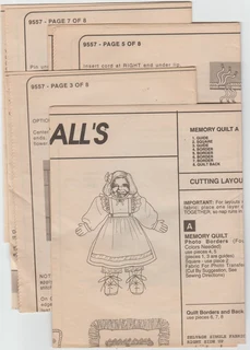 McCall&#39;s Crafts - 9557 - Memory Quilt, Pillows, Doll - Sewing Patterns - 1998 - Crafts
