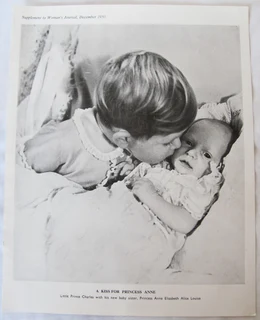 Print of Prince Charles and Princess Anne - Supplement for " Woman's Journal" - 1950