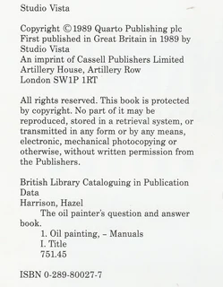 The Oil Painter&#39;s Question and Answer Book by Hazel Harrison - 1989 - 1st Publication - Crafts